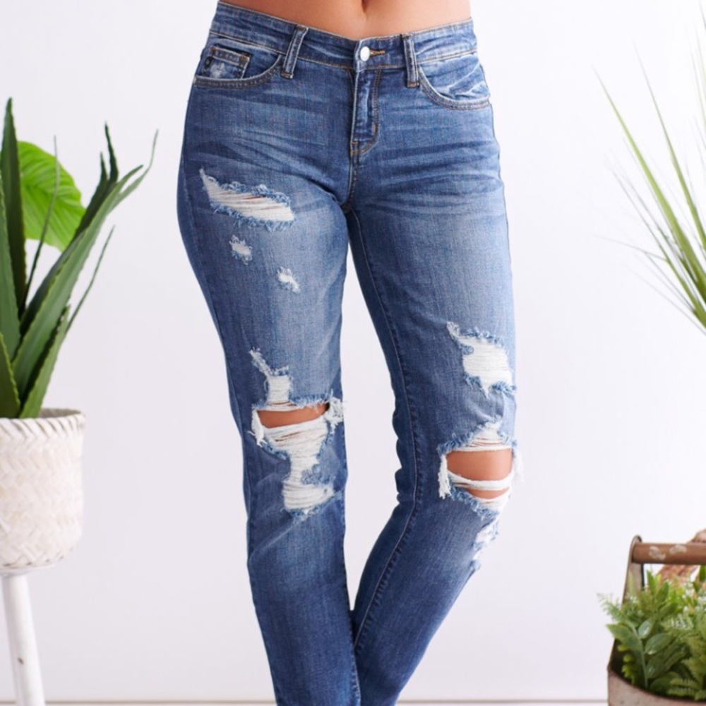 Distressed jeans